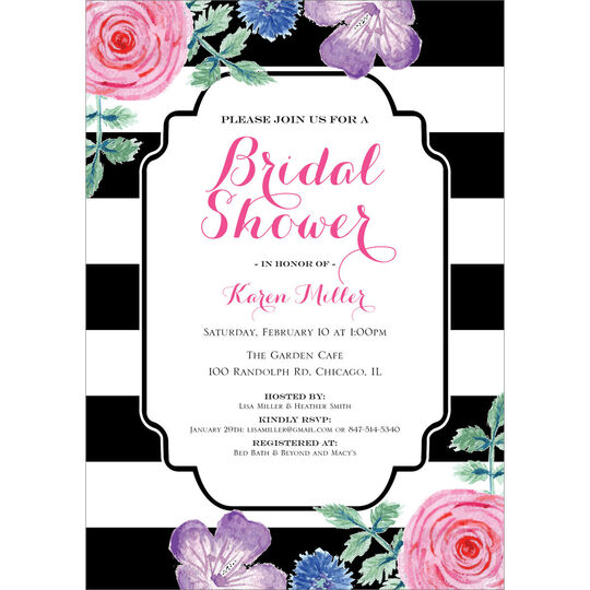 Black Vintage Flower Bridal Shower Invitations
